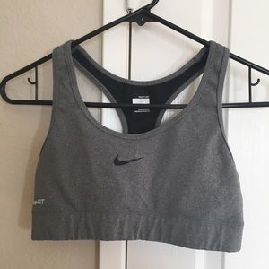 NIKE Girls Large 12 14 sports bra swoosh logo grey
